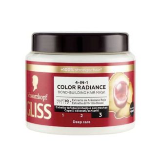 ماسک مو‌ گلیس کاسه ای موهای رنگ شده چهار کاره 400میل Gliss Color radiancea