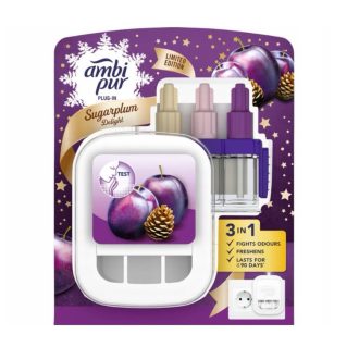 خوشبوکننده برقی ماندگاری ۹۰ روزه Ambi Pur 3in1 با رایحه آلو شکرپاش (Sugarpplum Delight